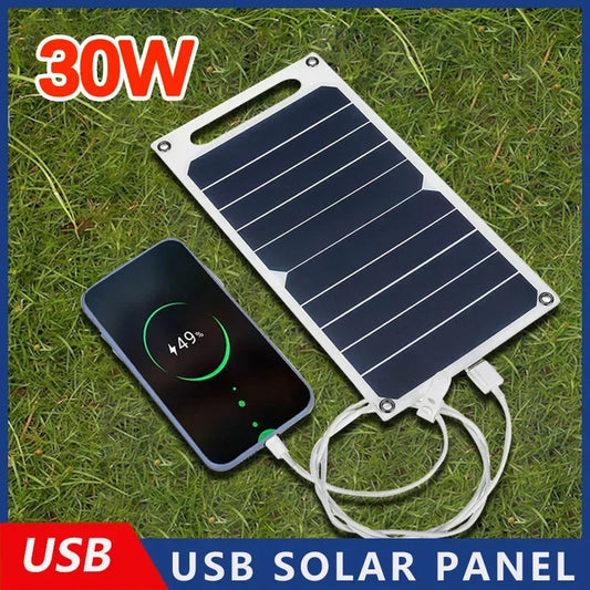 30W Waterproof Solar Panel: Portable USB Charging for Hiking & Camping